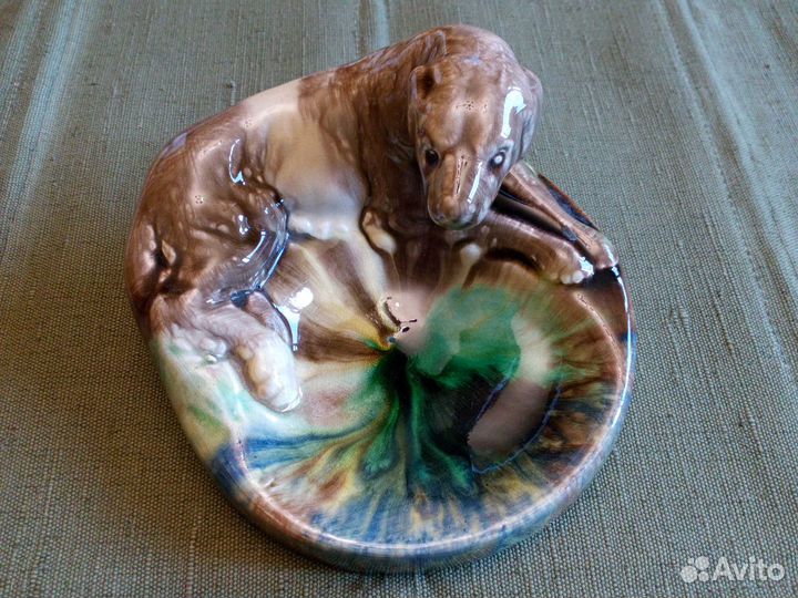 Пепельница собака. Керамика обливная. СССР