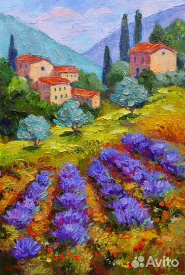 Картина. Пейзаж. Лавандовое поле. Прованс