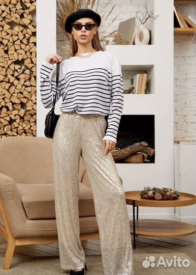 Брюки с пайетками блестящие
