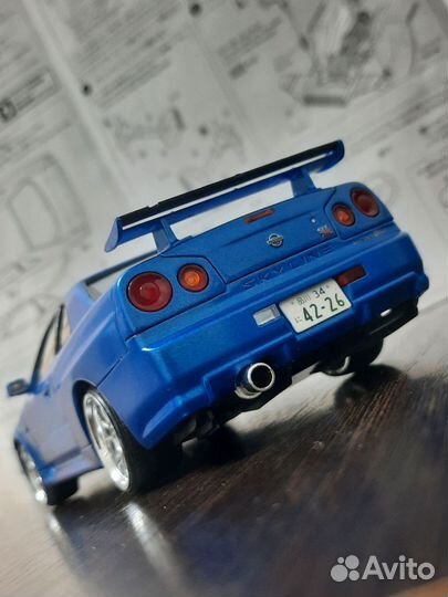 Модель 1/24 nissan skyline r34 gtr aoshima