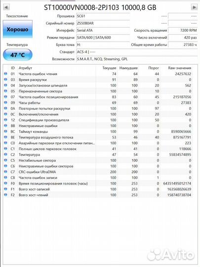 Жесткий диск 10 тб Seagate IronWolf