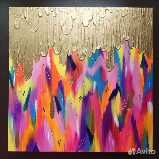 Картина абстракция акрилом на холсте, 50 на 50 см