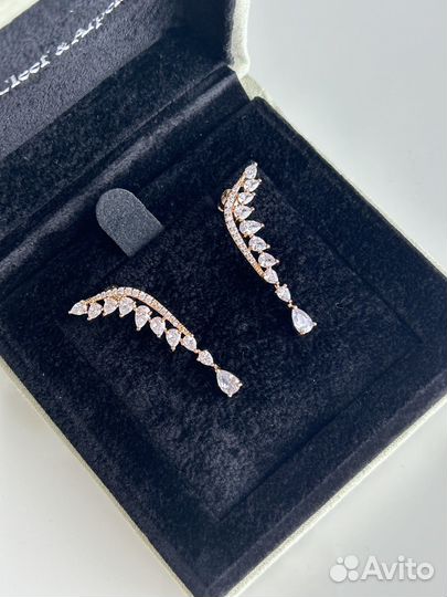 Серьги с цирконом премиум
