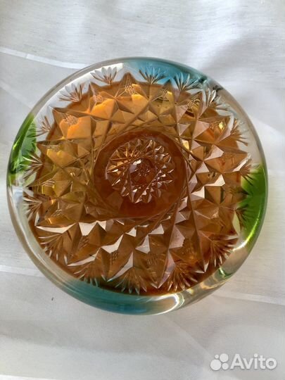 Пепельница винтаж СССР цветное чешское стекло