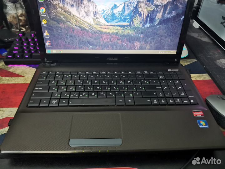 Обычный, рабочий ноутбук asus k52n, 4 ядра