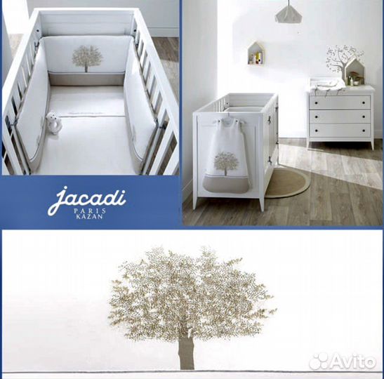 Бампер в кроватку Jacadi, к нему мать слюнявчик