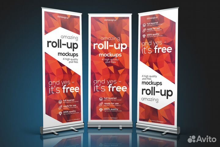 Рекламный роллерный мобильный стенд Roll-Up