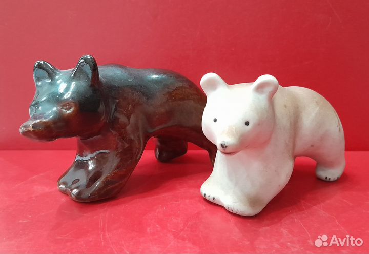 Фарфоровый и керамический медведи. СССР. 1950-е