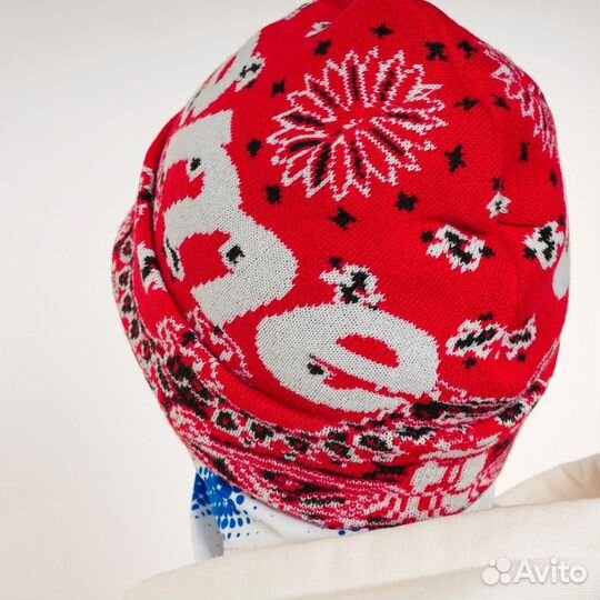 Шапка Supreme Bandana Big Logo Beanie Red