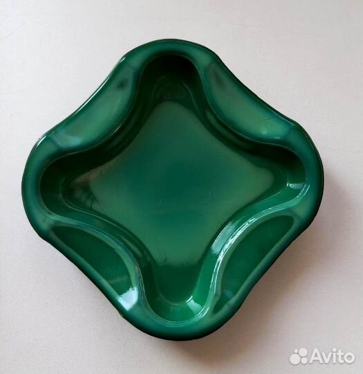 Пепельница малахитовое стекло,Богемия,Чехословакия