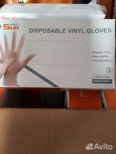 Перчатки виниловые M, L,XL