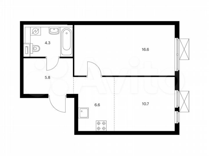2-к. квартира, 44 м², 19/25 эт.