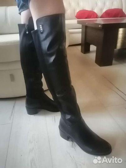 Новые демисезонные сапоги, кожа