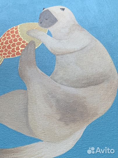 Картина кот с золотой рыбкой 40х50 холст