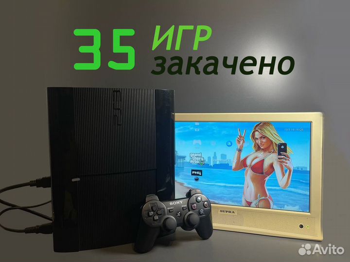 Ps3 Super Slim 500gb прошитая + 35 игр