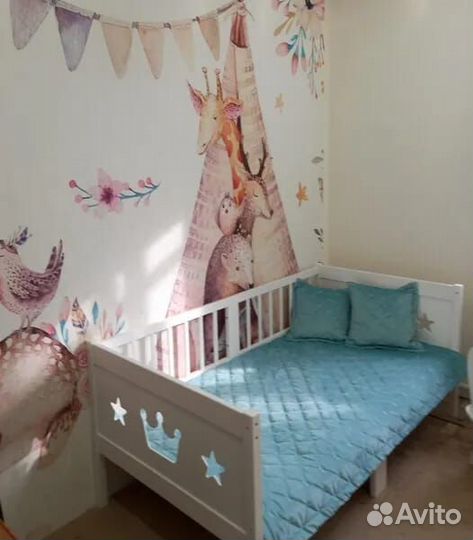 Кроватка Лисенок для малыша с бортиком из натураль