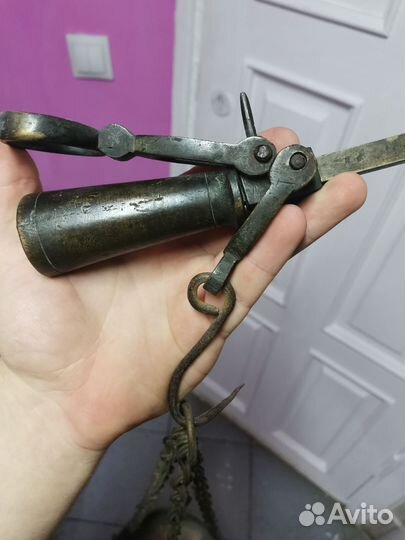 Старинные латунные Весы с Чашей Безмен