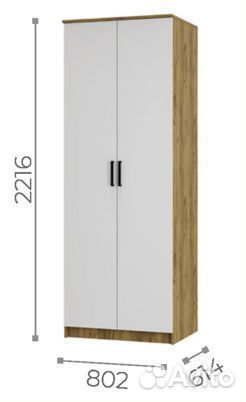 Шкаф двухстворчатый Евро Крафт Белый 80х221х61