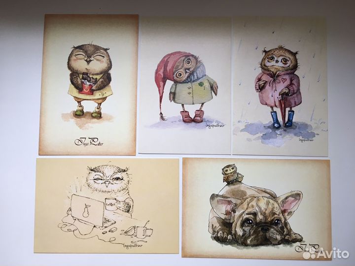 Почтовые открытки с иллюстрациями Инги Пельцер