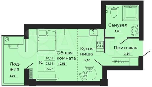 Квартира-студия, 26 м², 21/24 эт.
