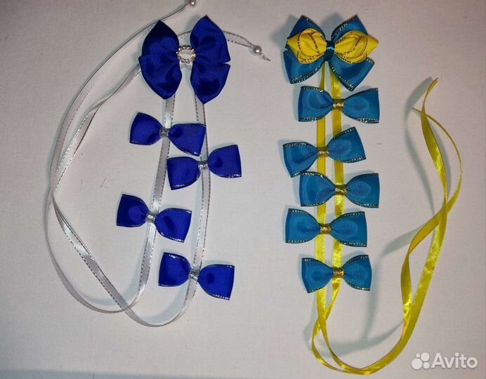 Ленты в косичку. Бантики на заколке