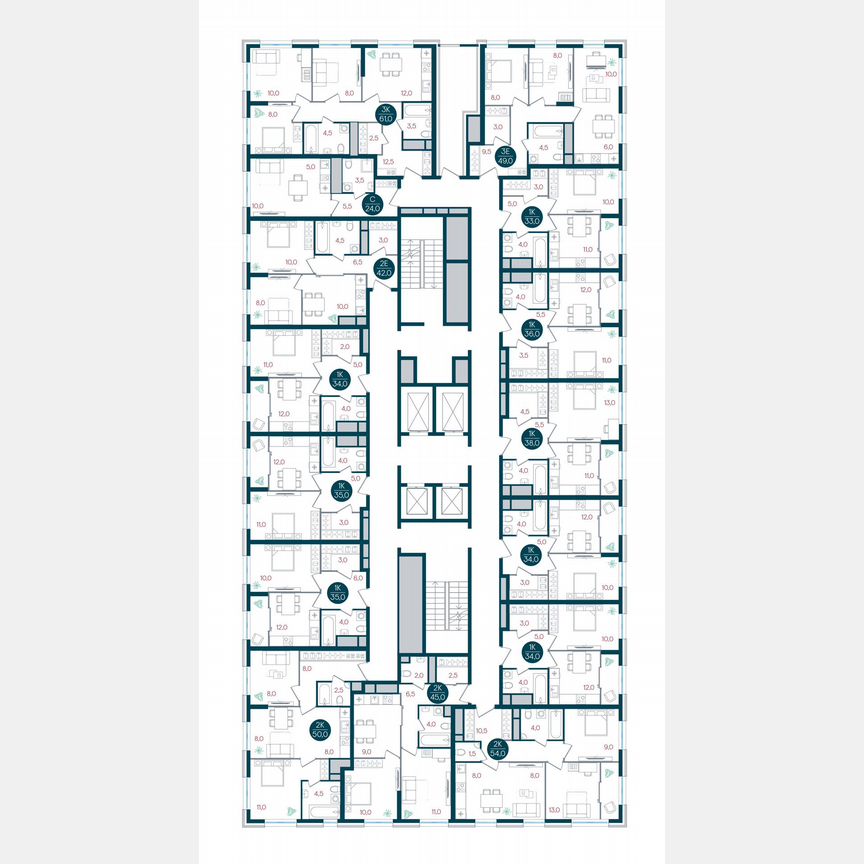 3-к. квартира, 61 м², 17/32 эт.