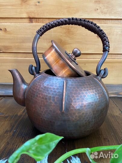 Чайник из чистой меди 1л для кипячения воды