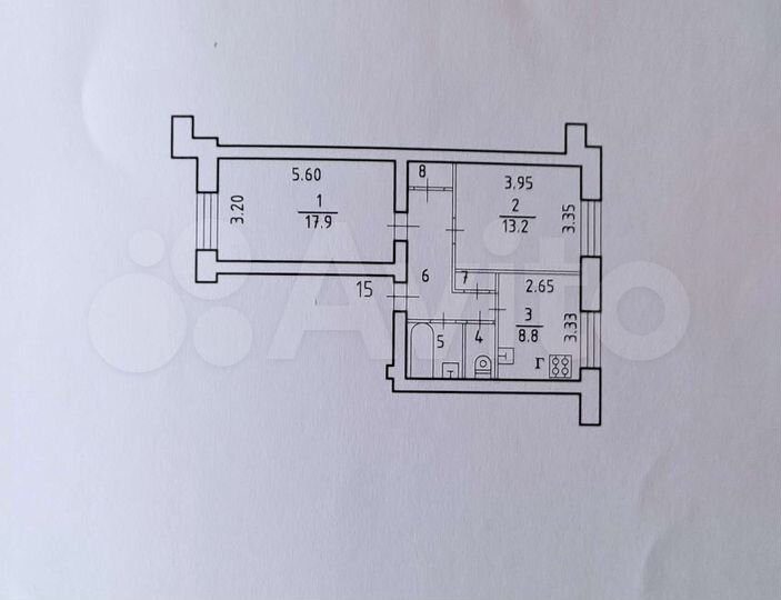 2-к. квартира, 53,9 м², 3/5 эт.