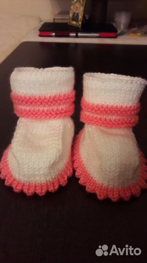 Детские пинетки на 3-6 месяцев ручная работа