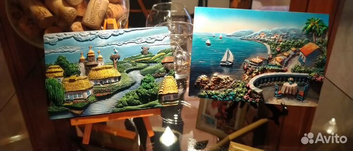 Картинки из гипса деревня,морской пейзаж.подарок