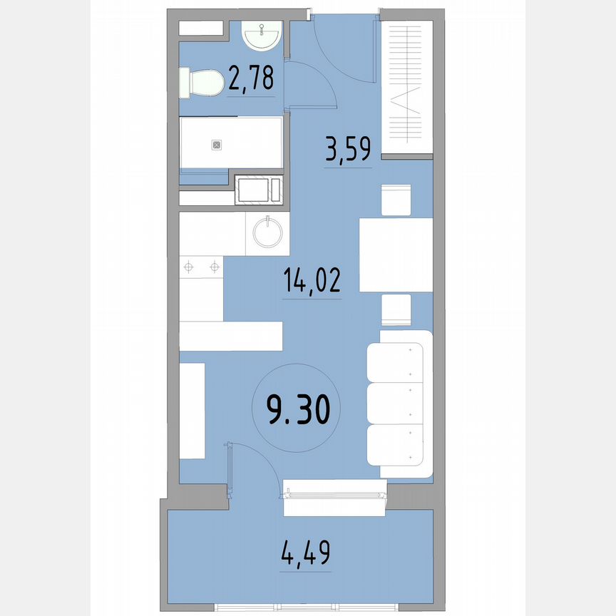 1-к. апартаменты, 26,7 м², 9/13 эт.