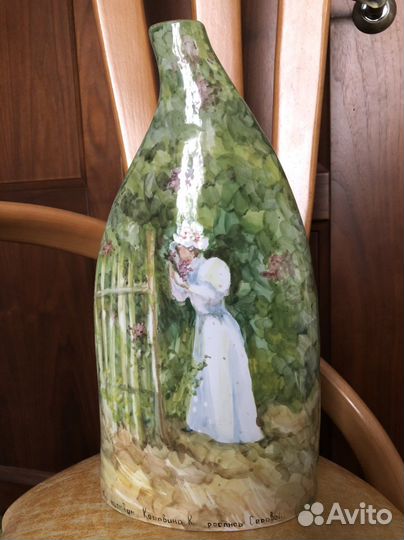 Глиняный кувшин, ручная роспись