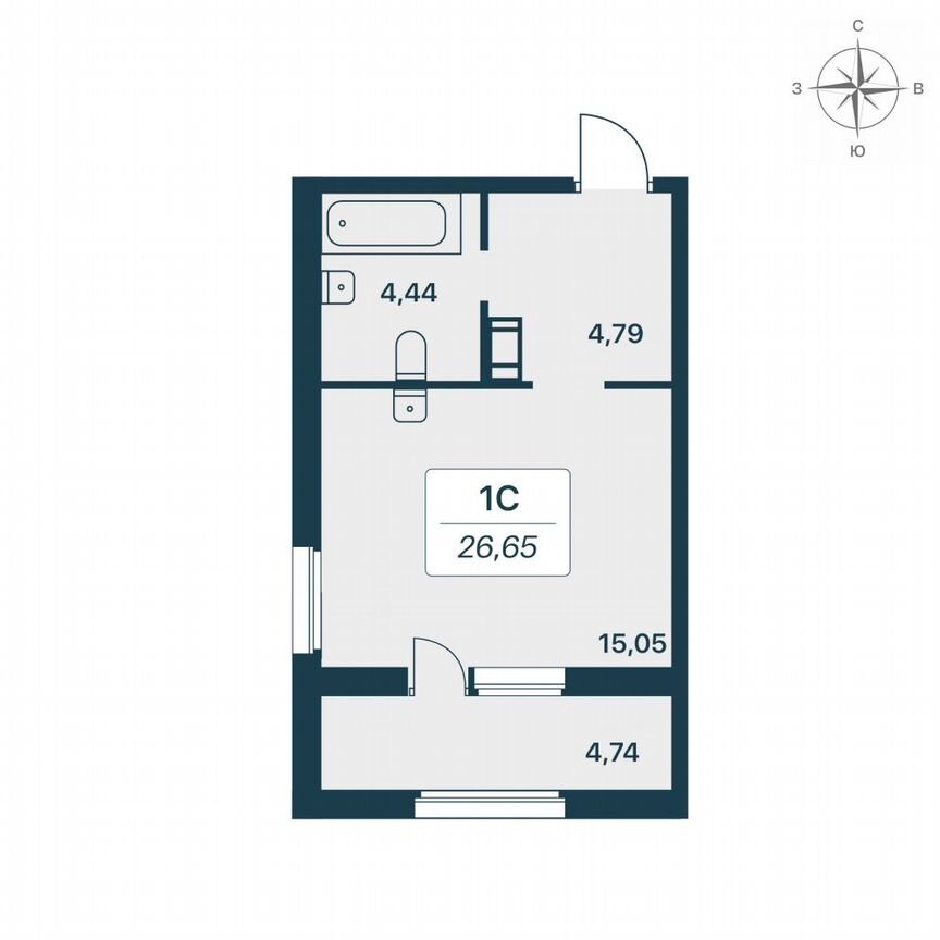 Квартира-студия, 26,8 м², 7/9 эт.
