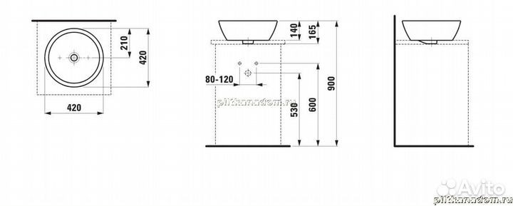 Laufen Pro B 8.1296.2.000.109.1 раковина 42х42