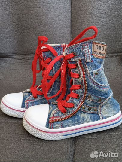 Кеды джинсовые высокие для девочки 26 размер