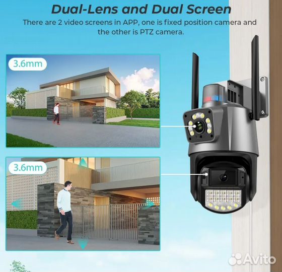 Камера видеонаблюдения wifi два объектива 8мр
