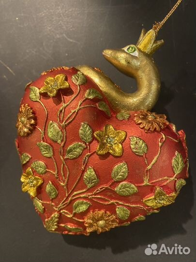 Елочная игрушка змея сердце ручная работа