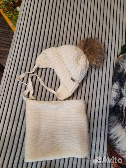 Комплект зимний шапка и снуд. Р. 50-52