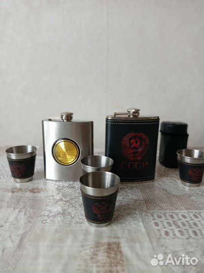 Фляжки с нержавейки с стопками