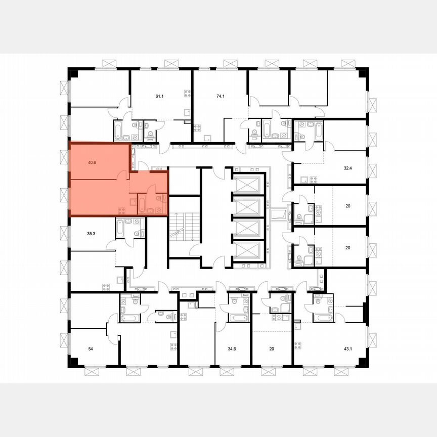 1-к. квартира, 39,7 м², 22/28 эт.