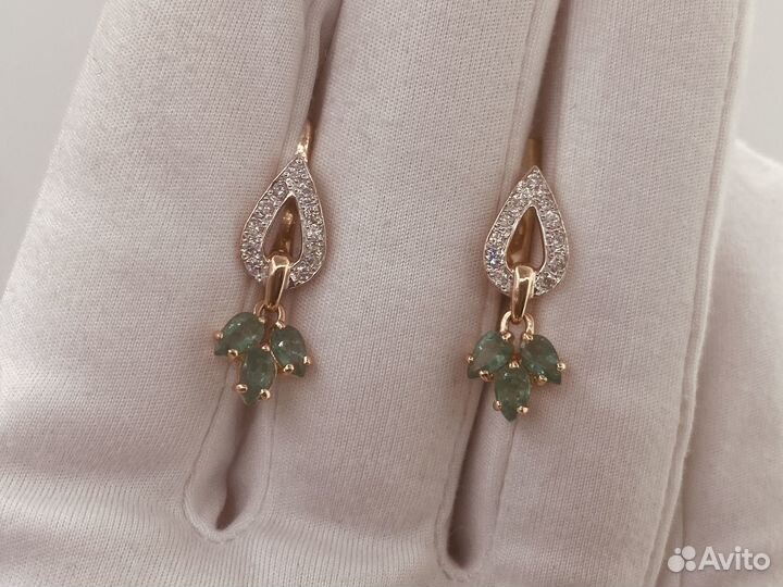 Золотые Серьги 585 пробы с бриллиантами. Рассрочка