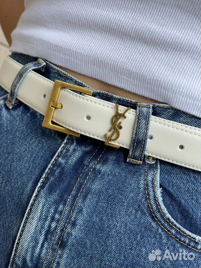 Ремень женский YSL белый