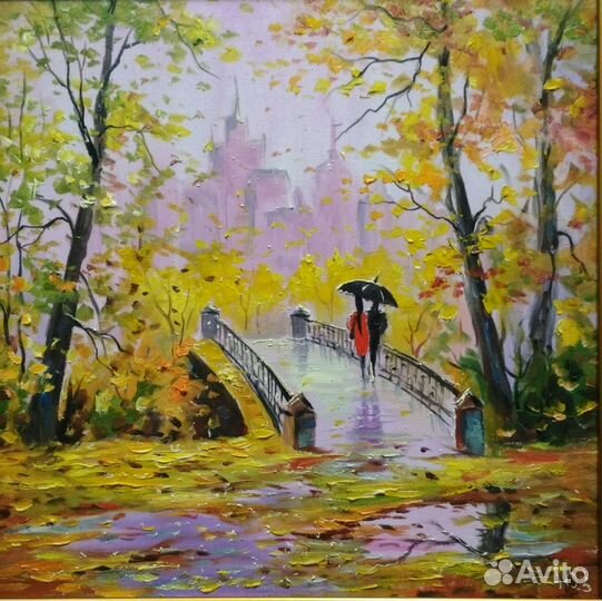 Московская осень, 40х40, холст масло