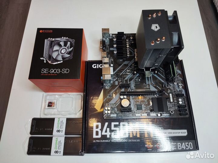 Комплект: Ryzen 5500, B450, 16Gb, кулер