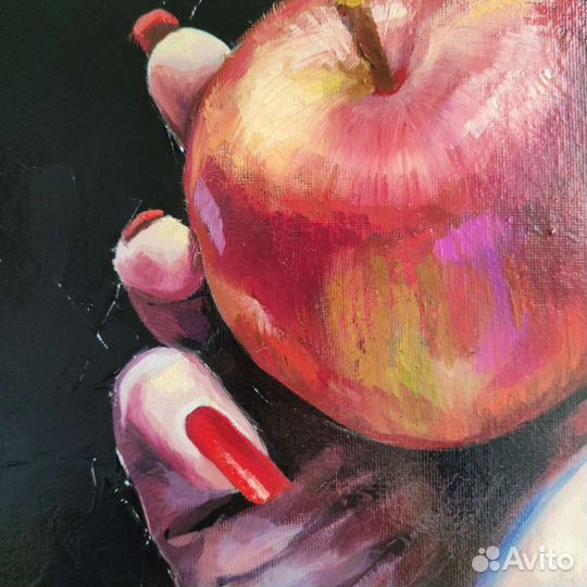 Картина маслом с яблоком