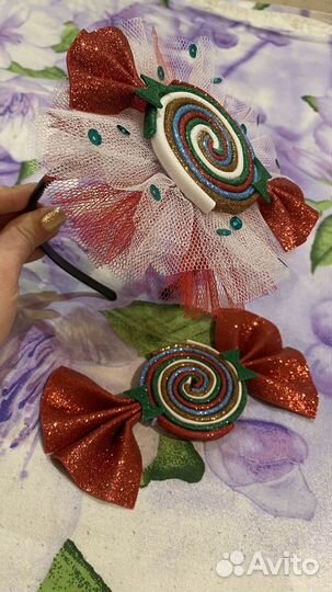 Ободок+брошь Конфетка