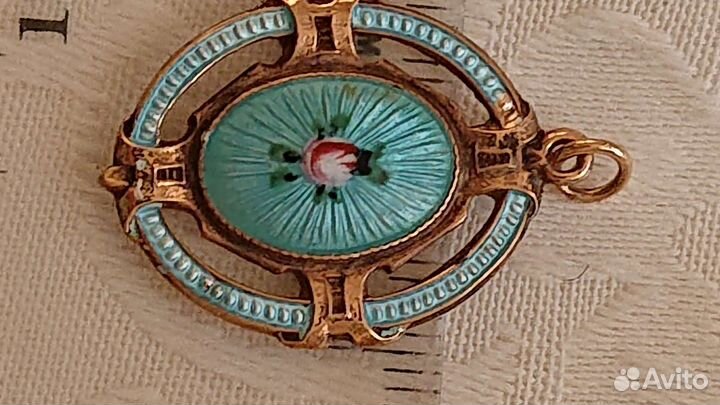 Гильошированная эмаль кулон Франция винтаж
