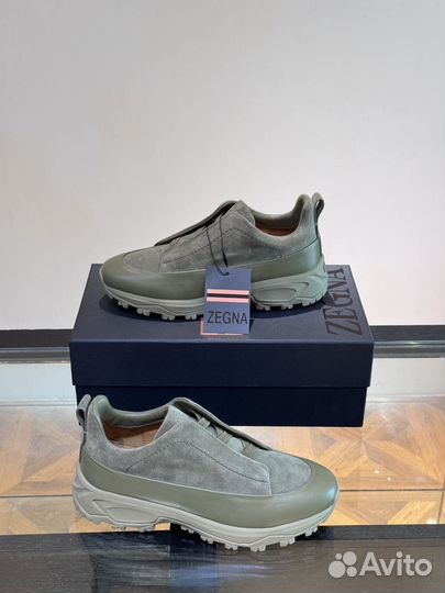 Кроссовки Ermenegildo Zegna замша кожа зелёные