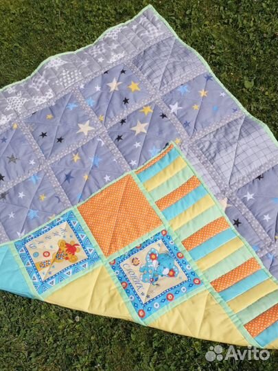 Лоскутное детское одеяло 134*104 ручная работа
