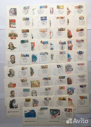 Почтовые карточки с оригинальной маркой CССР и РФ